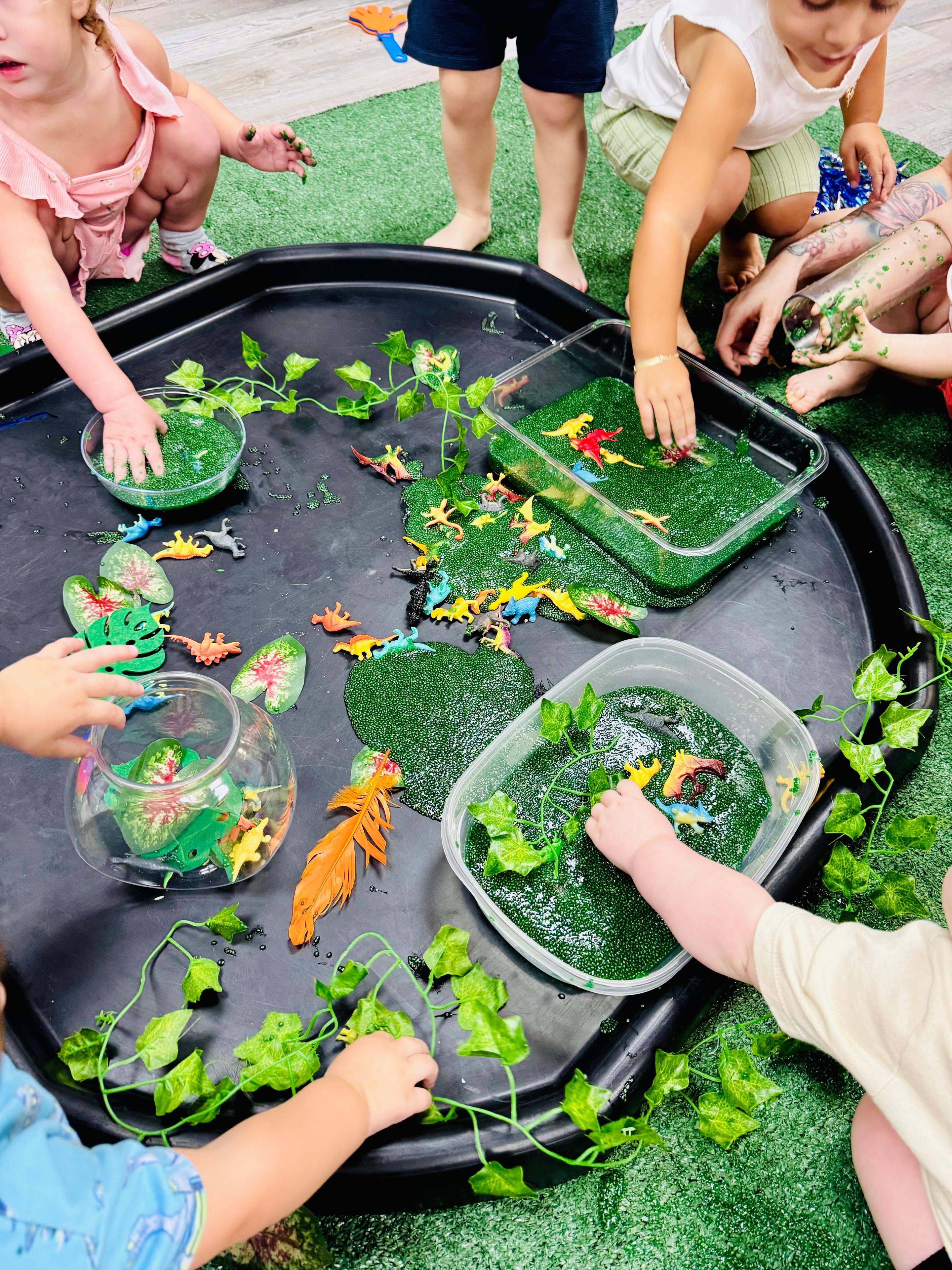 Handprint painting at an outdoor pop-up event